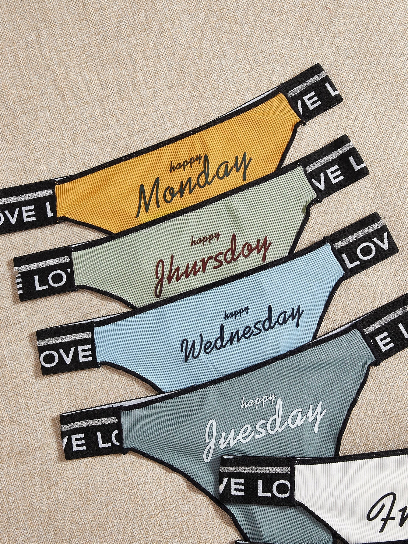 7pack Letter Graphic Panty Set