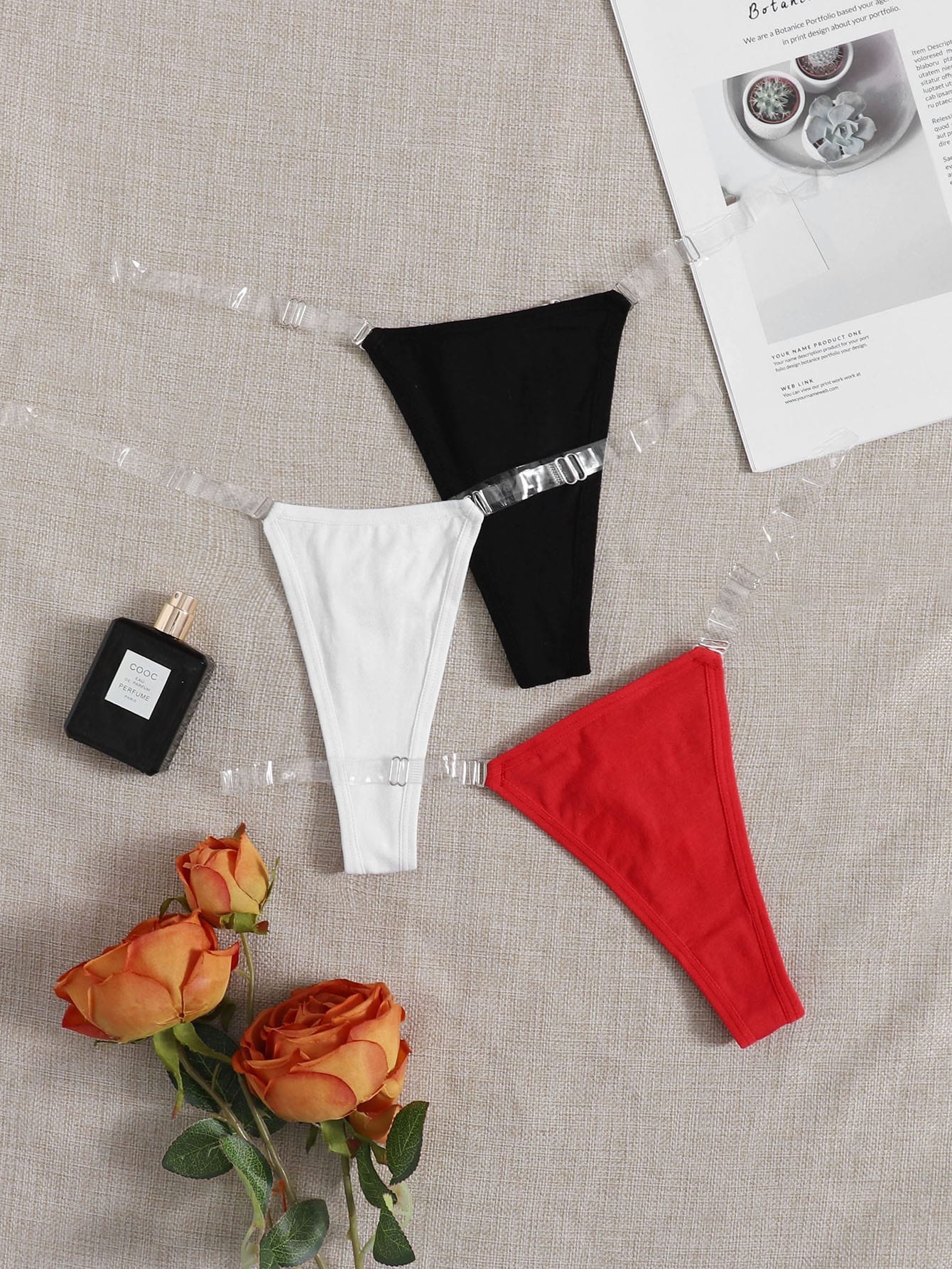 3pack Clear Strap Panty Set