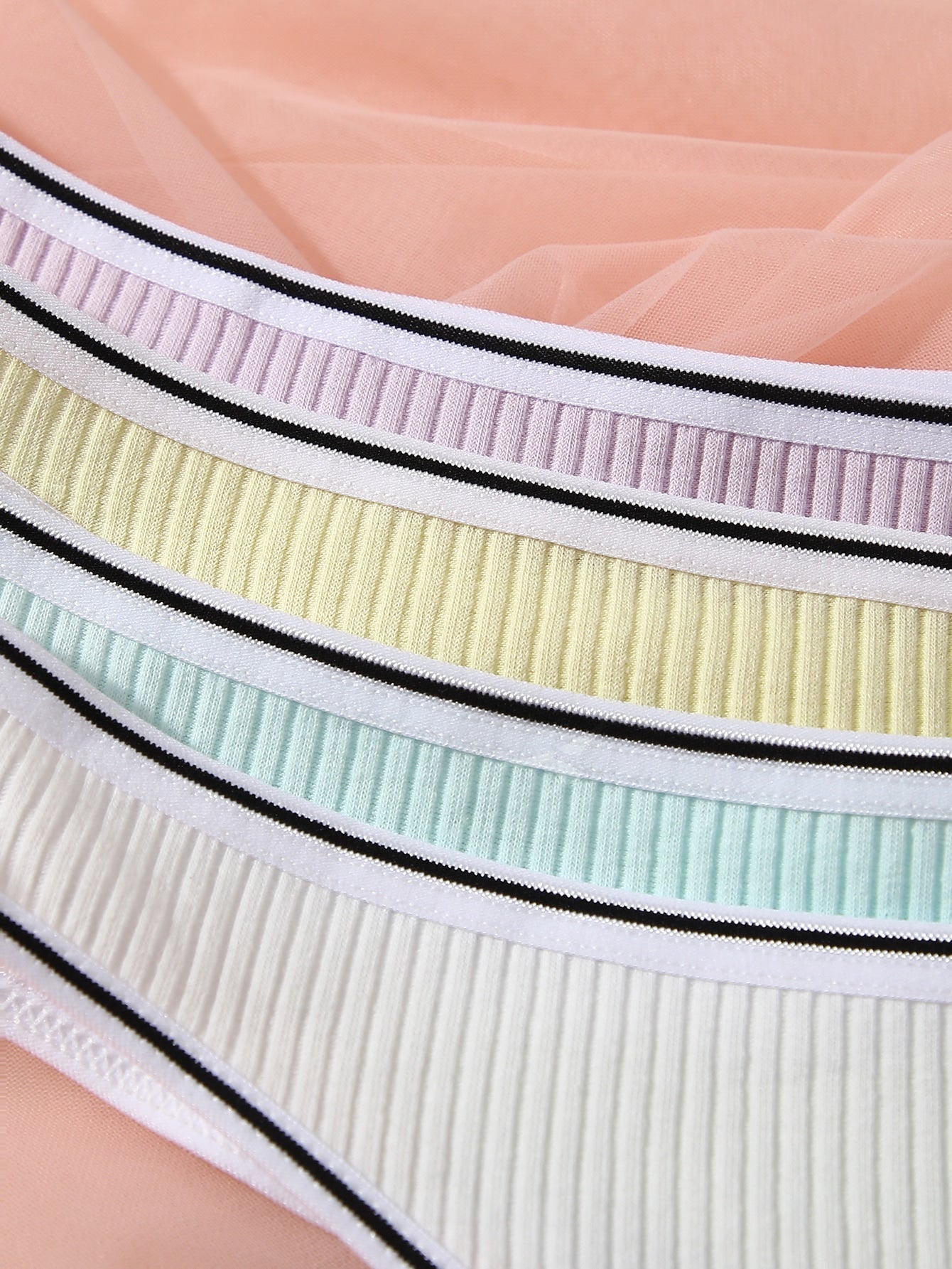 7pack Contrast Binding Ribbed Knit Thong