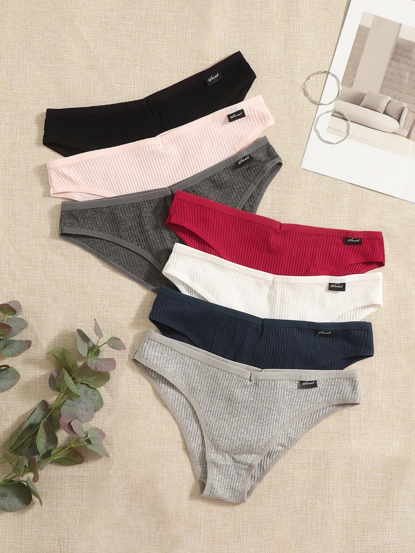 7pack Solid Rib Panty S multicolour 6