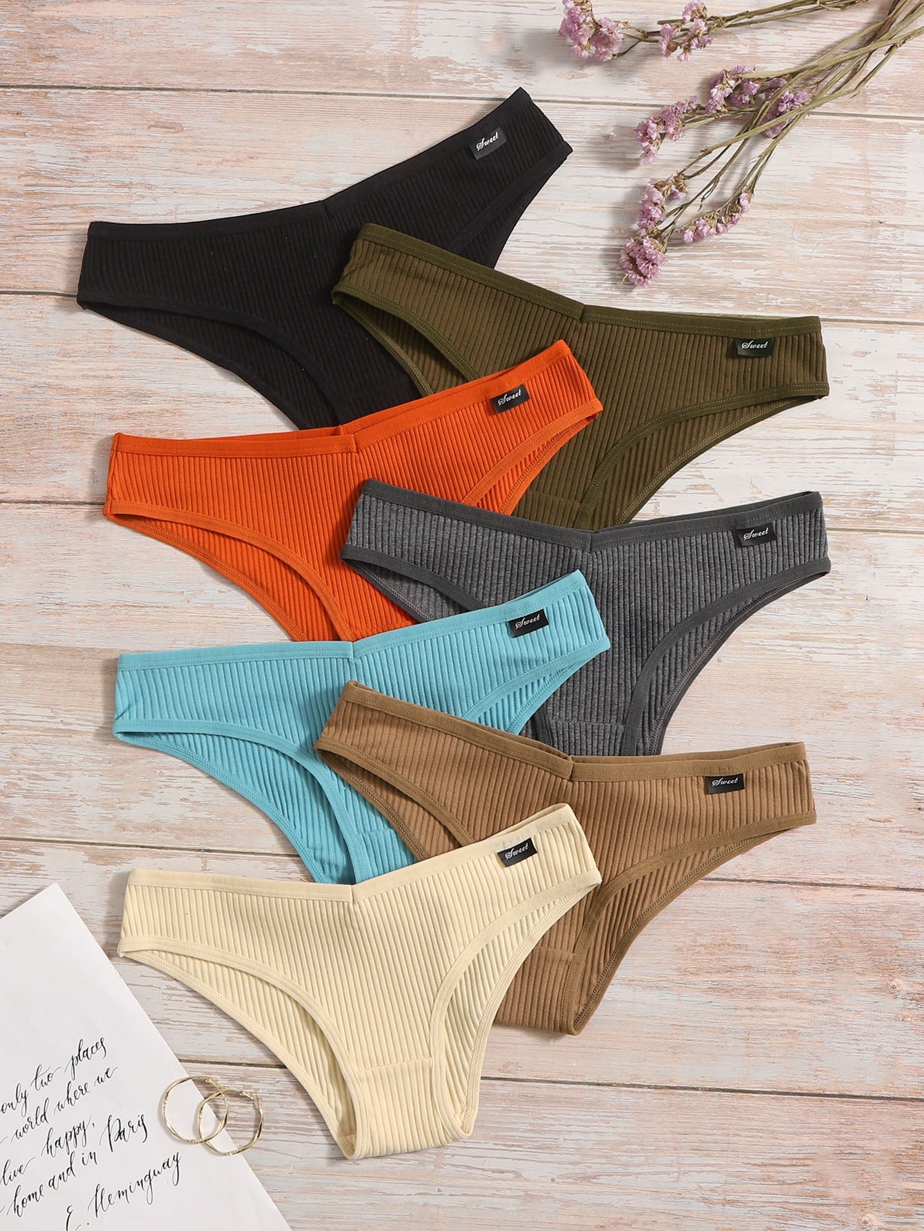 7pack Solid Rib Panty S multicolor 8