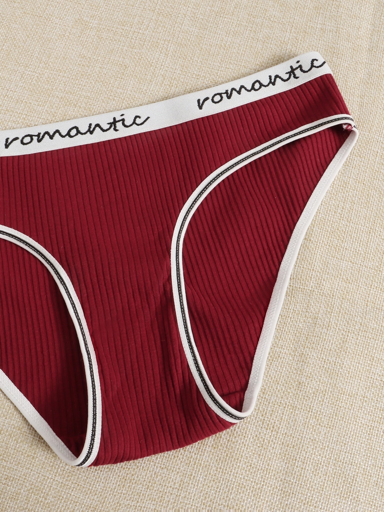 7pack Letter Tape Ribbed Knit Contrast Binding Brief