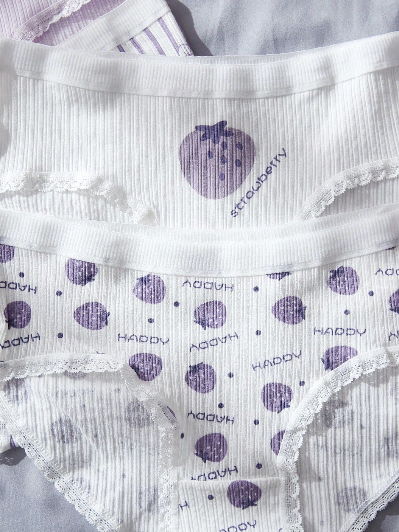 5pack Cartoon Graphic Lace Trim Panty