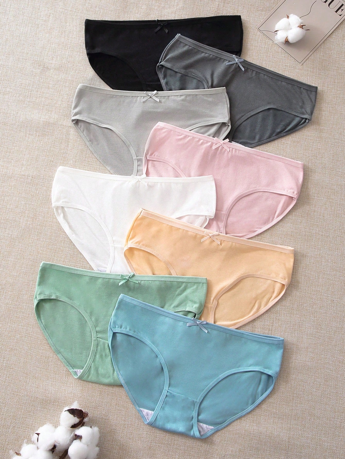 8pack Bow Decor Panty Set Multicolor