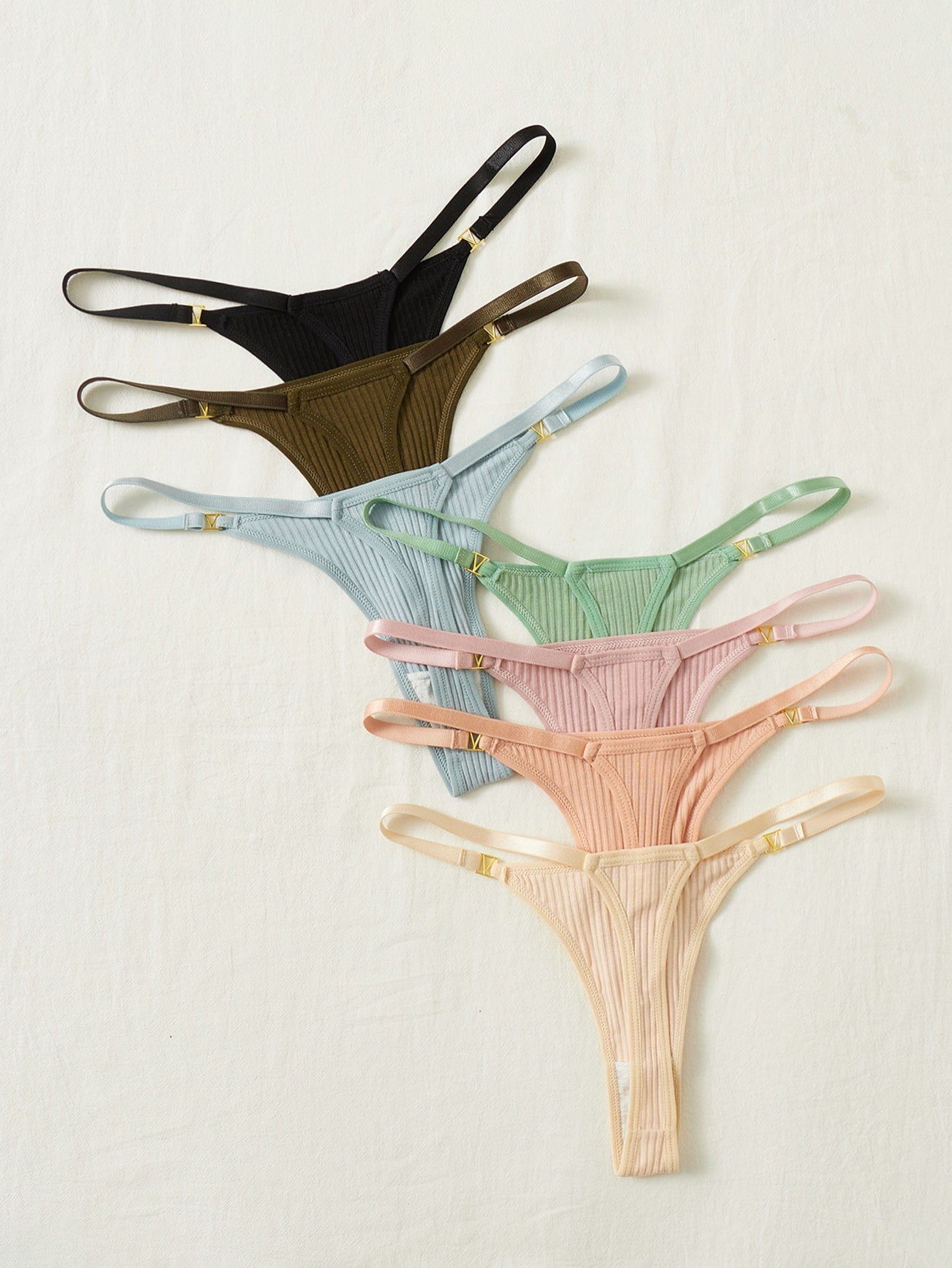 7pack Ribbed Knit Thong