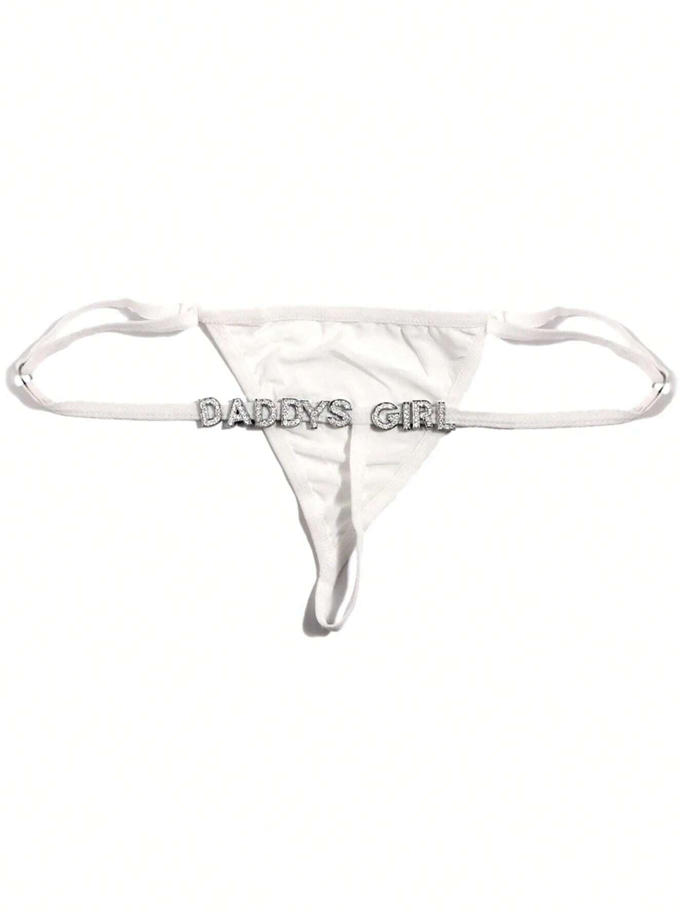 Custom Thong G-Strings With Gold Charms Name Personalized Charm Thong White One-Size