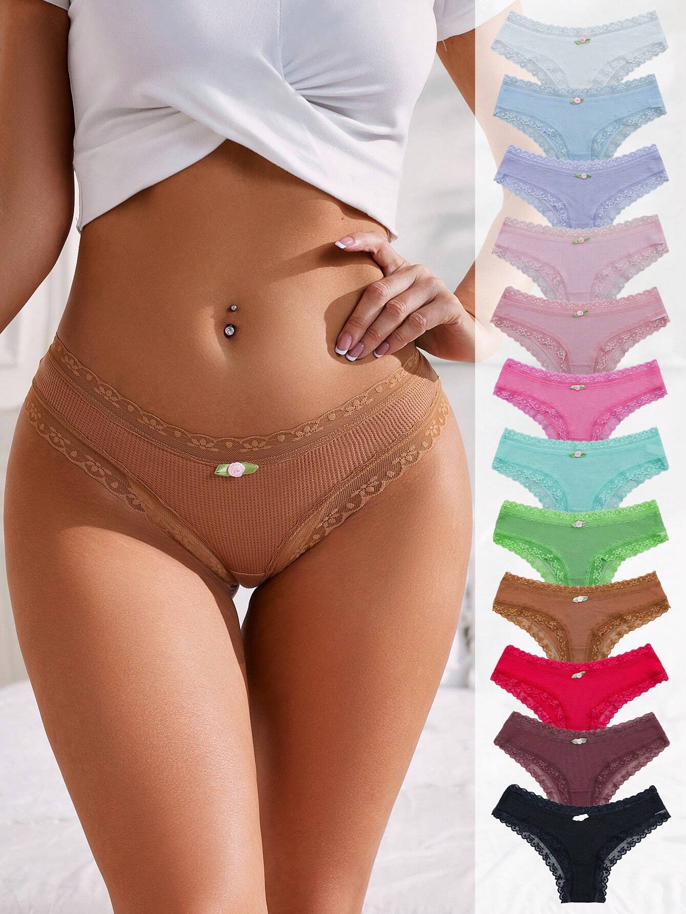 Lace Patchwork Seamless Triangle Panties