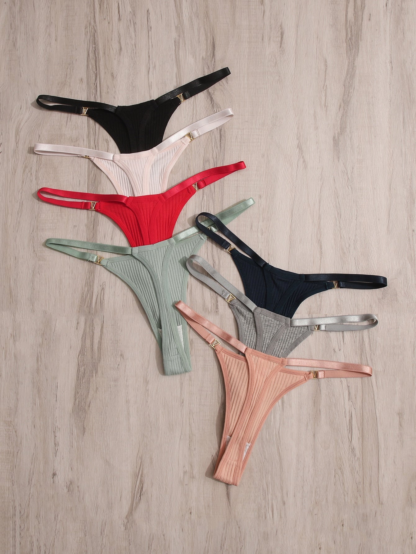 7pack Ribbed Knit Thong
