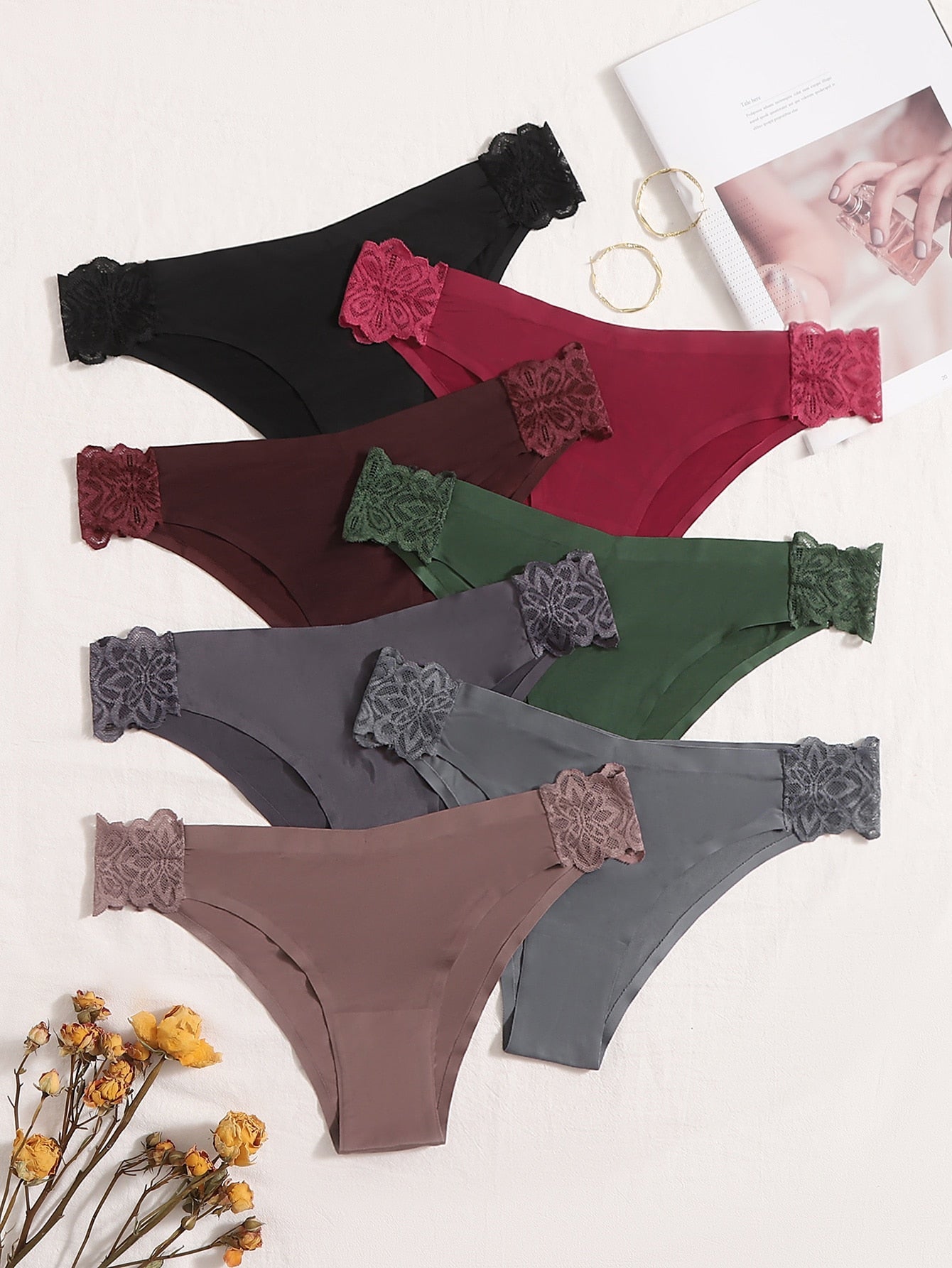 7pack Contrast Lace Panty Set S Multicolor 3