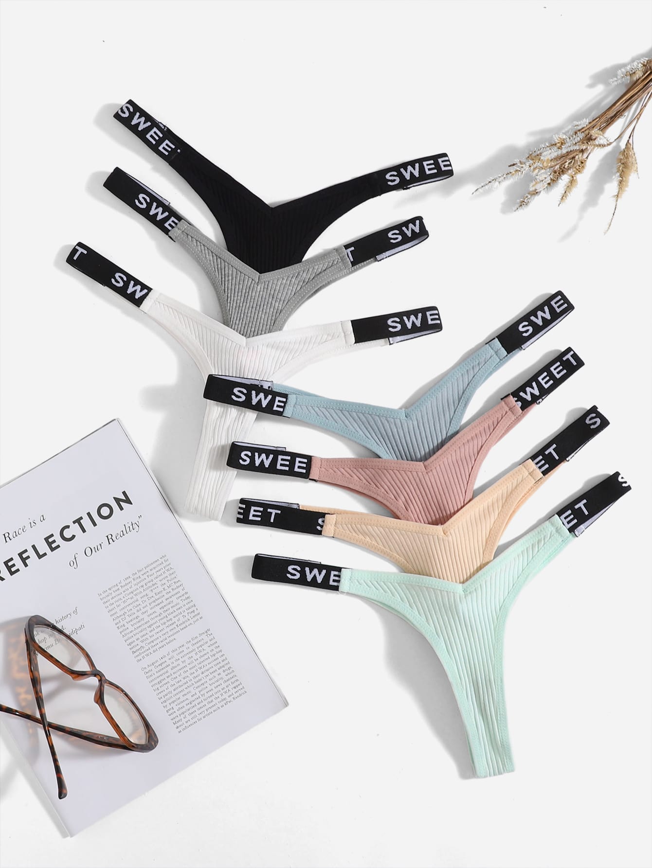 7pack Letter Tape Panty Set S Multicolor