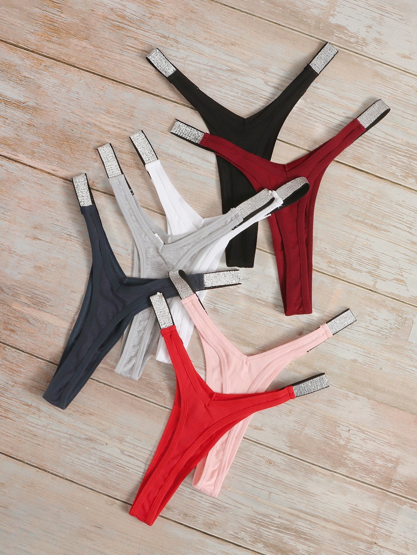 7pack Contrast Tape No Show Panty Set