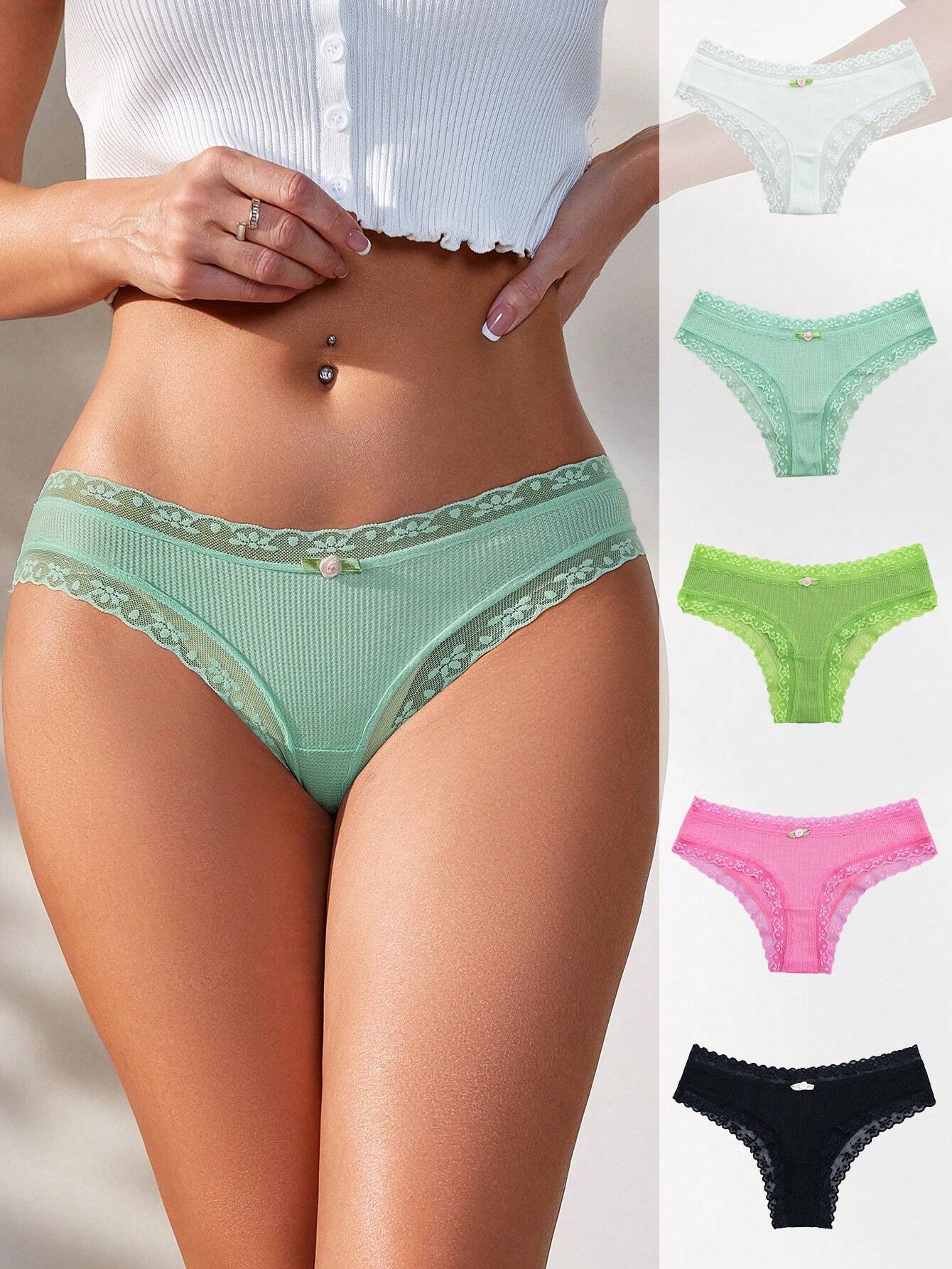 5pack Contrast Lace Panty