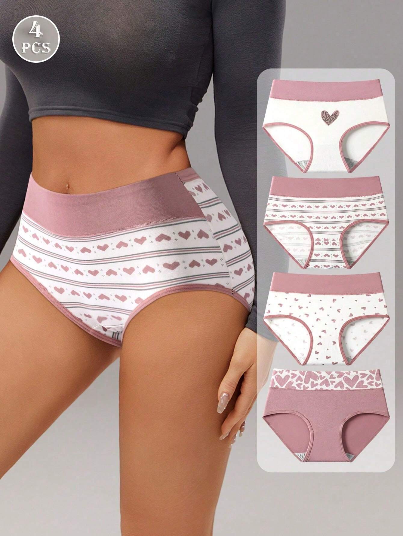 4pcs/set Comfortable &amp; Breathable Ladies' Triangle Panties