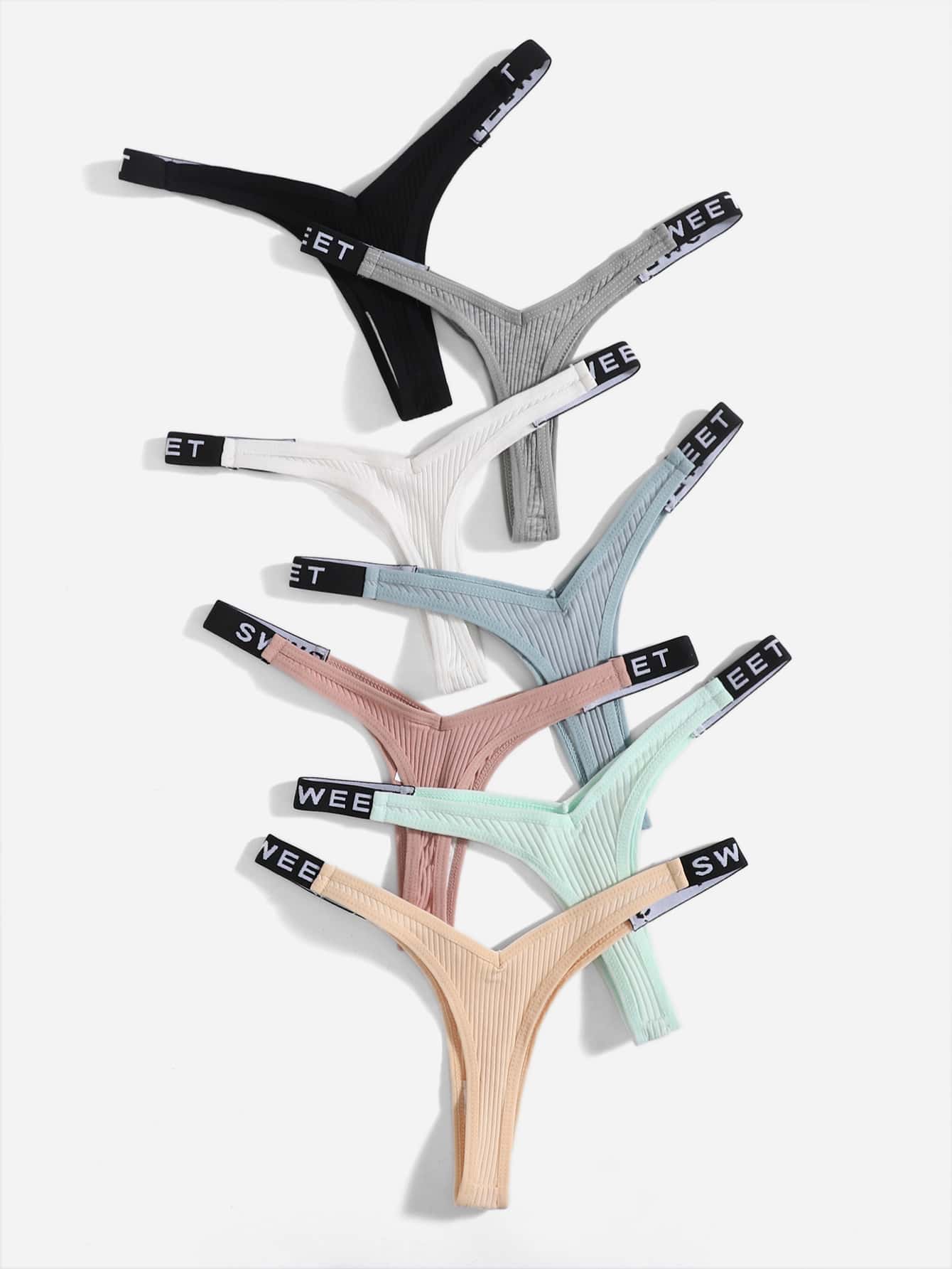 7pack Letter Tape Panty Set