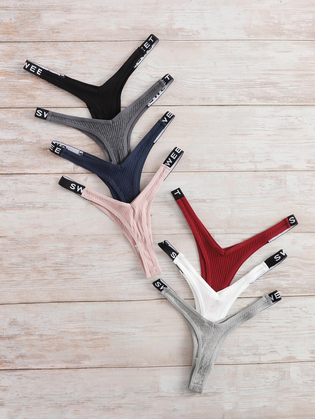 7pack Letter Tape Panty Set