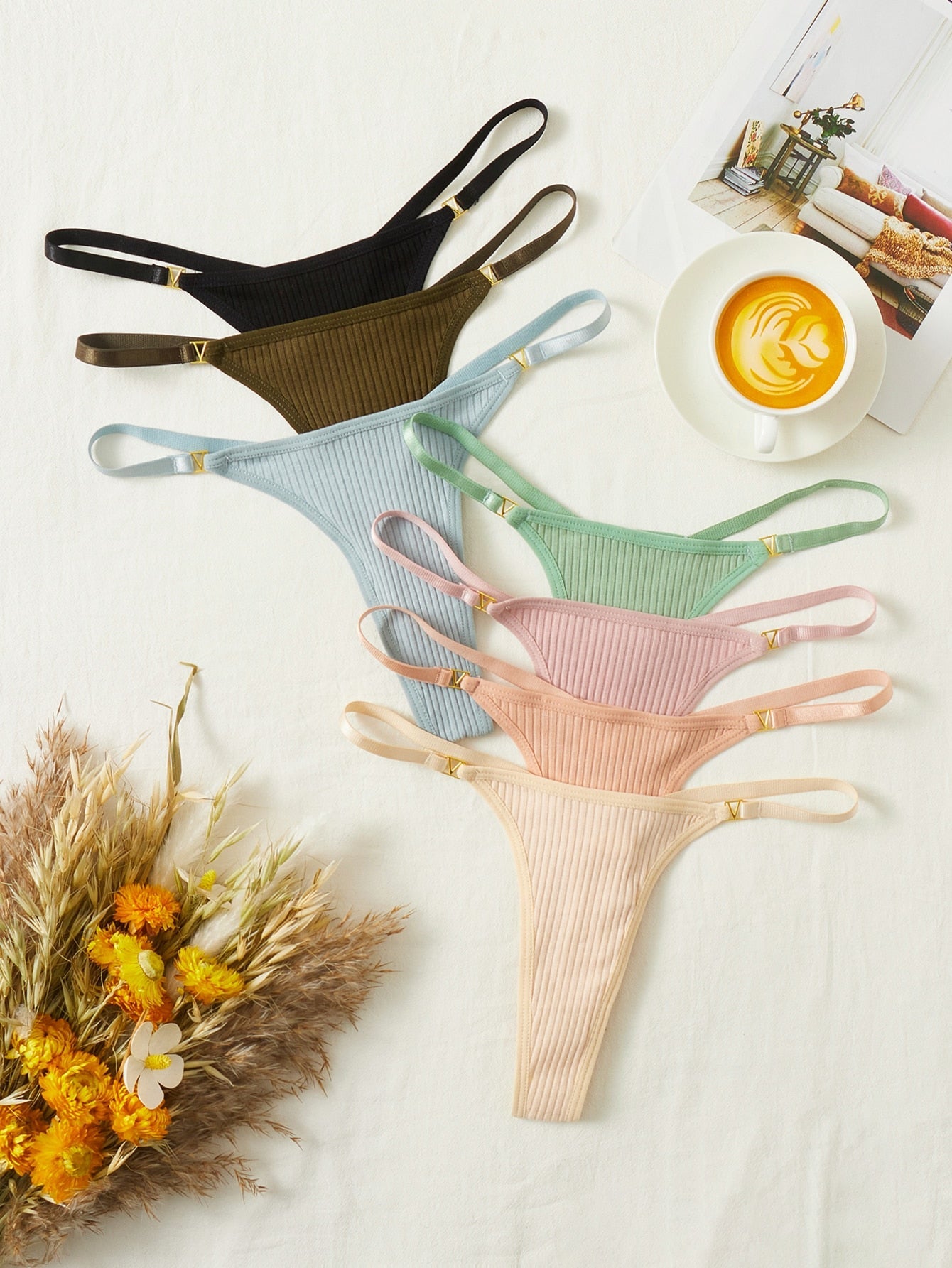 7pack Ribbed Knit Thong